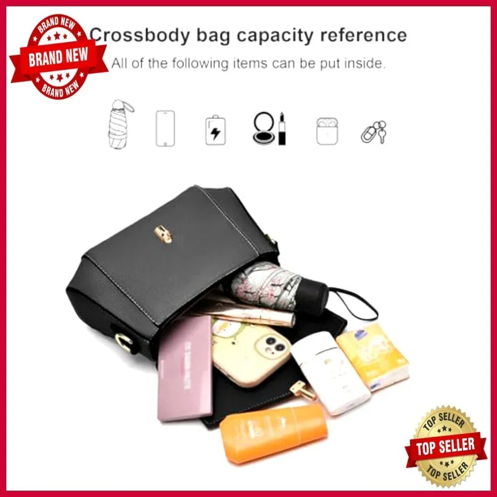 Genuine Leather Crossbody Bag with Removable Straps, Medium Satchel
